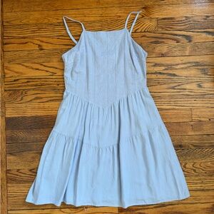 Pink Rose Skylight Blue Smocked Top